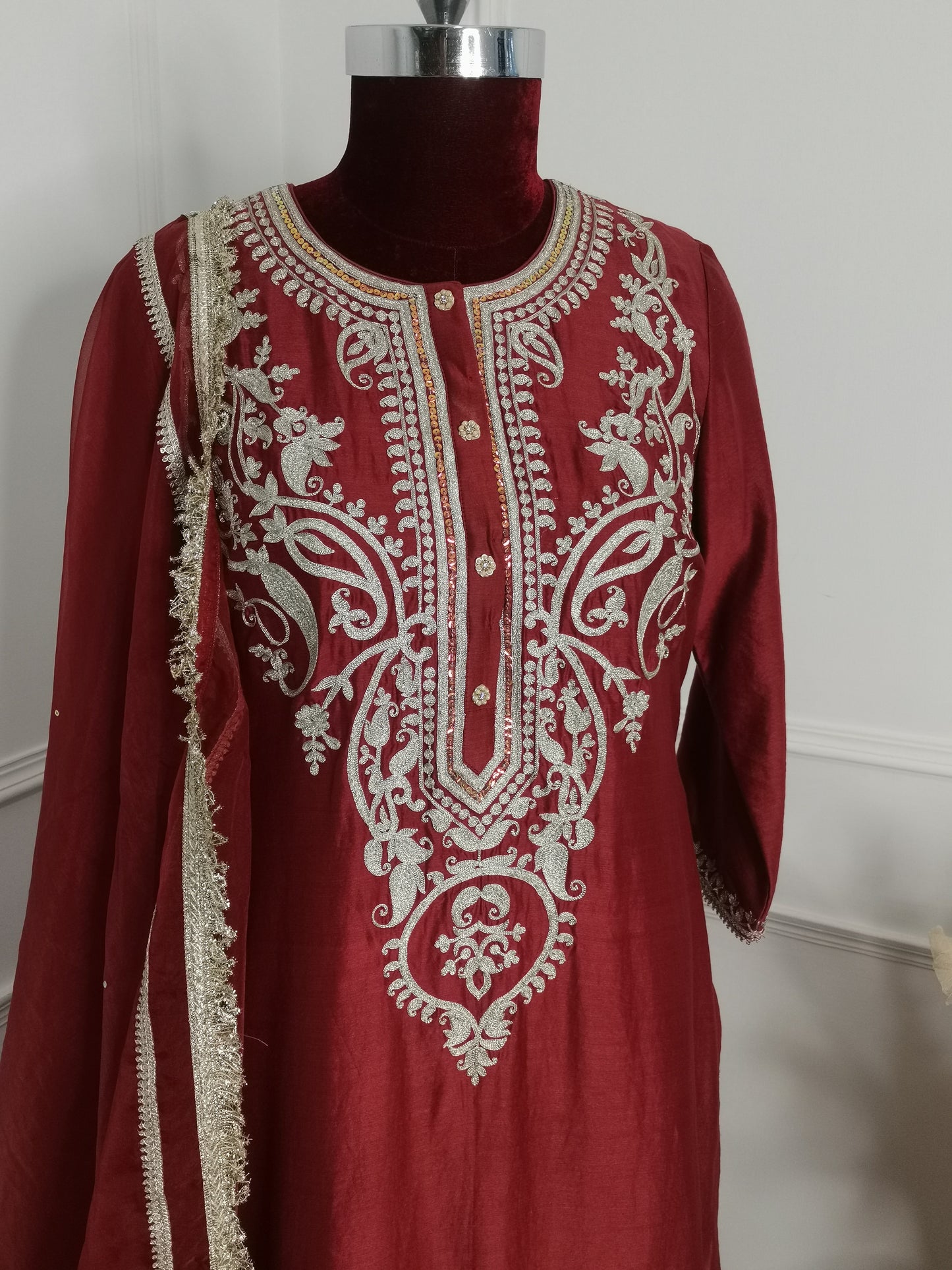 Chamak Brown Straight Suit