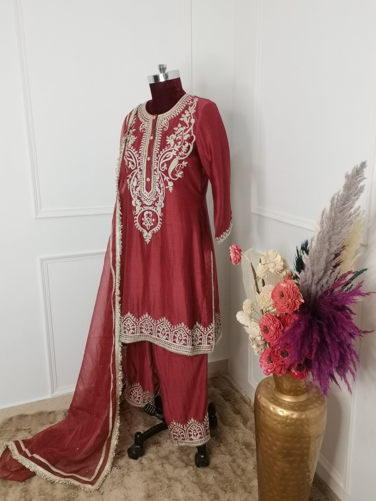 Chamak Brown Straight Suit